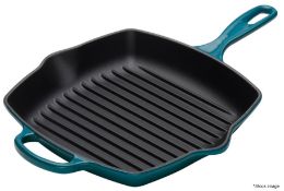 1 x LE CREUSET Enamelled Cast Iron 26cm Square Grillit in Deep Teal - Original Price £140.00