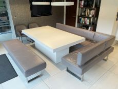 1 x KOINOR Premium Leather Upholstered Corner Dining Sofa and Bench, with Chromed Bases - German