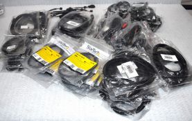 90 x Assorted Cables Including Various USB Connection Leads - New in Packets