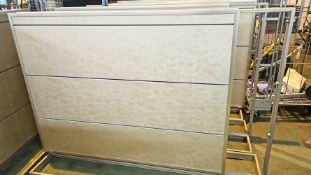 2 x Retail Display Freestanding Slat Walls - Light Wood With Metal Surround - Size: Large