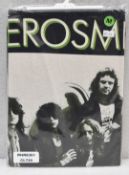 1 x AEROSMITH Band Picture Green and Black Logo Short Sleeve Men's T-Shirt by Gildan - Size: