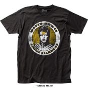 1 x DAVID BOWIE Official Merchandise Ziggy Stardust Round Logo Short Sleeve Men's T-Shirt - Size: