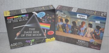 2 x Pink Floyd Dark Jigsaws By Aquarius - 600 Piece Double Sided Jigsaw and 1,000 Piece Jigsaw - New