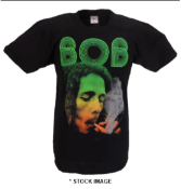 1 x BOB MARLEY Official Merchandise Smoking Logo Short Sleeve Men's T-Shirt - Size: Medium
