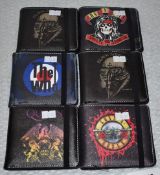 6 x Bifold Wallets With Elastic Closure - Size: 11 x 10 cm - Various Bands as Pictured - RRP £150