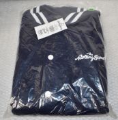 1 x Rolling Stones Varsity Baseball Jacket With Iconic Tongue Logo - Size: MEDIUM - Colour: Navy
