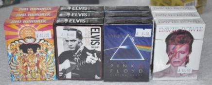 12 x Packs of Themed Playing Cards Featuring Jimi Hendrix, Elvis, David Bowie & Pink Floyd RRP £120