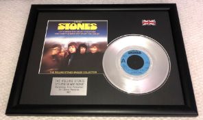 1 x Framed ROLLING STONES Silver 7 Inch Vinyl Record - LETS SPEND THE NIGHT TOGETHER - Mounted and