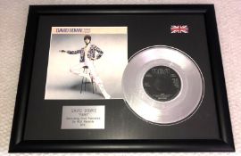 1 x Framed DAVID BOWIE Silver 7 Inch Vinyl Record - FAME - Mounted and Presented in a Black Frame