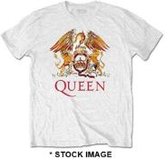 1 x QUEEN Classic Crest Logo Short Sleeve Men's T-Shirt by Drama Fuelled and Regal Rock - Size: XL