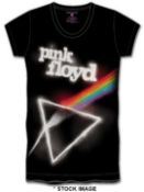 1 x PINK FLOYD Official Merchandise Dark Side of the Moon Logo Short Sleeve Ladies T-Shirt - Size: