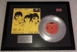 1 x Framed THE WHO Silver 7 Inch Vinyl Record - HAPPY JACK - Mounted and Presented in a Black