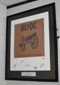 1 x Authentic AC/DC Autographs With COA - For Those About to Rock Lithograph Signed By All 5 Members