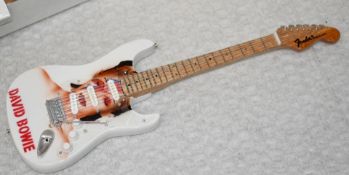 1 x Miniature Hand Made Guitar - David Bowie Fender Stratocaster - New & Unused - RRP £35 - Boxed