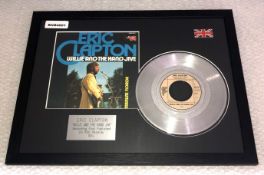 1 x Eric Clapton 'Willie and Hand Jive' Silver 7 Inch Vinyl - Mounted and Presented in Black Frame