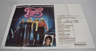 1 x Original VINTAGE MOVIE POSTER From the Film FOXES - Size: 67 x 100 cms