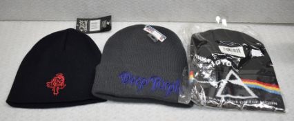 3 x Beenie Bob Hats Featuring Pink Floyd, Deep Purple and Ozzy Osbourne - Three Different Designs