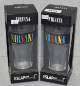 2 x Nirvana Slap Band Drinking Glasses With Gift Boxes - Officially Licensed Merchandise - New