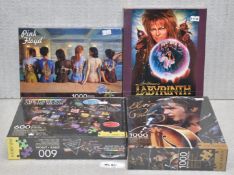 4 x Jigsaw Puzzles Featuring Pink Floyd, Elvis and David Bowie Labyrinth - Officially Licensed