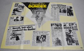 1 x Original VINTAGE Quad MOVIE POSTER From the Film CROCODILE DUNDEE - Size: 76 x 100 cms