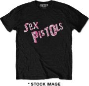 1 x SEX PISTOLS Multi Logo Short Sleeve Men's T-Shirt by Bravado and Rock Off - Size: Large