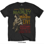 1 x BOB MARLEY Merchandise Rastaman Vibration 1976 Tour Logo Short Sleeve Men's T-Shirt - Size: