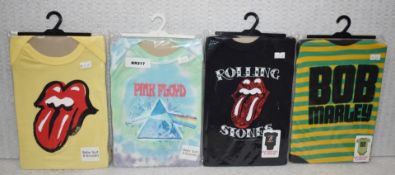 4 x Rock n Roll Themed Baby Suits- For Ages 0-6 Months - Features Bob Marley, Pink Floyd and The