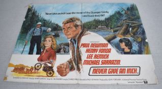 1 x Original VINTAGE Quad MOVIE POSTER From the Film NEVER GIVE AN INCH - Size: 76 x 101 cms