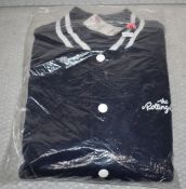 1 x Rolling Stones Varsity Baseball Jacket With Iconic Tongue Logo - Size: SMALL - Colour: Navy Blue