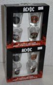 2 x Sets of Official ACDC Shot Glass Gift Packs - Each Pack Contains 4 x 1oz Shot Glasses -
