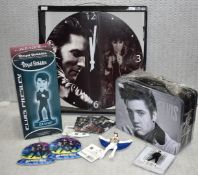 1 x Elvis Presley Collectors Job Lot - Includes 10 x Assorted Items Including a Clock & Sandwich Box
