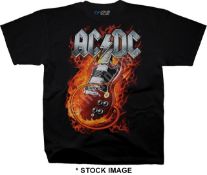 1 x ACDC Official Merchandise Thunderstruck Logo Short Sleeve Men's T-Shirt by Liquid Blue - Size: