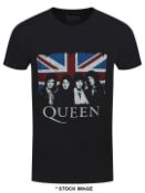 1 x QUEEN Official Merchandise Vintage Union Jack Logo Short Sleeve Men's T-Shirt by Drama Fuelled