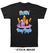 1 x DEEP PURPLE Burn Logo Short Sleeve Men's T-Shirt by Gildan - Size: XXL - Colour: Black - New &