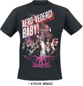 1 x AEROSMITH Aero-Vederci Baby Tour 2017 Logo Short Sleeve Men's T-shirt by Gildan - Size: Medium