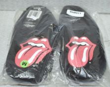 1 x Pair of Rolling Stones Slippers - Officially Licensed Merchandise by Bravado - Size: Medium