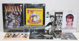 8 x Pieces of Rock n Roll Metal Wall Art - Size: 29x20cm & 40x28cm - Features Nirvana, Elvis, Bowie,
