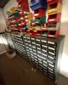 3 x Metal Drawer Units With a 60 Drawer Capacity Plus Contents and Large Quantity of Linbins