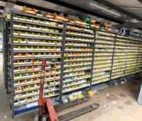 14 x Upright Shelf Units - Each Unit Includes Approx 100 Linbins & Contents of Linbins