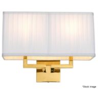 1 x EICHHOLTZ Westbrook Luxury Wall Lamp with Gold Finish and Pleated White Lampshade - RRP £450.00