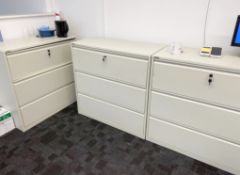 3 x Triumph Three Drawer Office Cabinets in Grey - Includes Keys