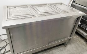 1 x Stainless Steel Carvery Hot Cabinet With Three Sections For Slicing Cooked Meats