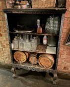 1 x Vintage Embossed Metal Plated Wooden Bookcase Unit