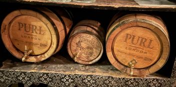 3 x Small Branded Wooden Wine / Beer Barrels - CL909 - Location: London, W1U