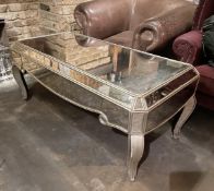 1 x Vintage French-style Mirrored Rectangular Cocktail Coffee Table with an Aged Aesthetic