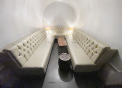 5 x Sections of Button Back Banquette Booth Seating Upholstered in a Cream Faux Leather