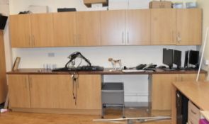 1 x Oak Fitted Kitchen Cabinets With 4m Walnut Worktop - 3 x Base, 1 x Larder and 4 x Wall Units