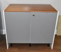 1 x Wooden Storage Cabinet With a Multi Coloured Finish - Size: H90 x W104 x D61 cm