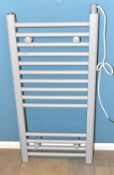1 x Electric Bathroom Towel Warmer in White - Size: 800 x 400mm