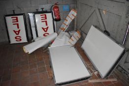 3 x Rotating Metal SALE Signs Plus Various Signs and Case